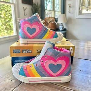 NWT Sketchers Twinkle Toes Light Up High Top Sneakers No Laces